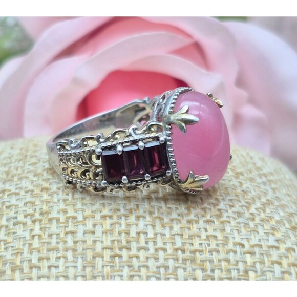 STS Chuck Clemency Sterling Silver & Pink Cocktail Statement Ring Size 11.5 - Picture 2 of 11